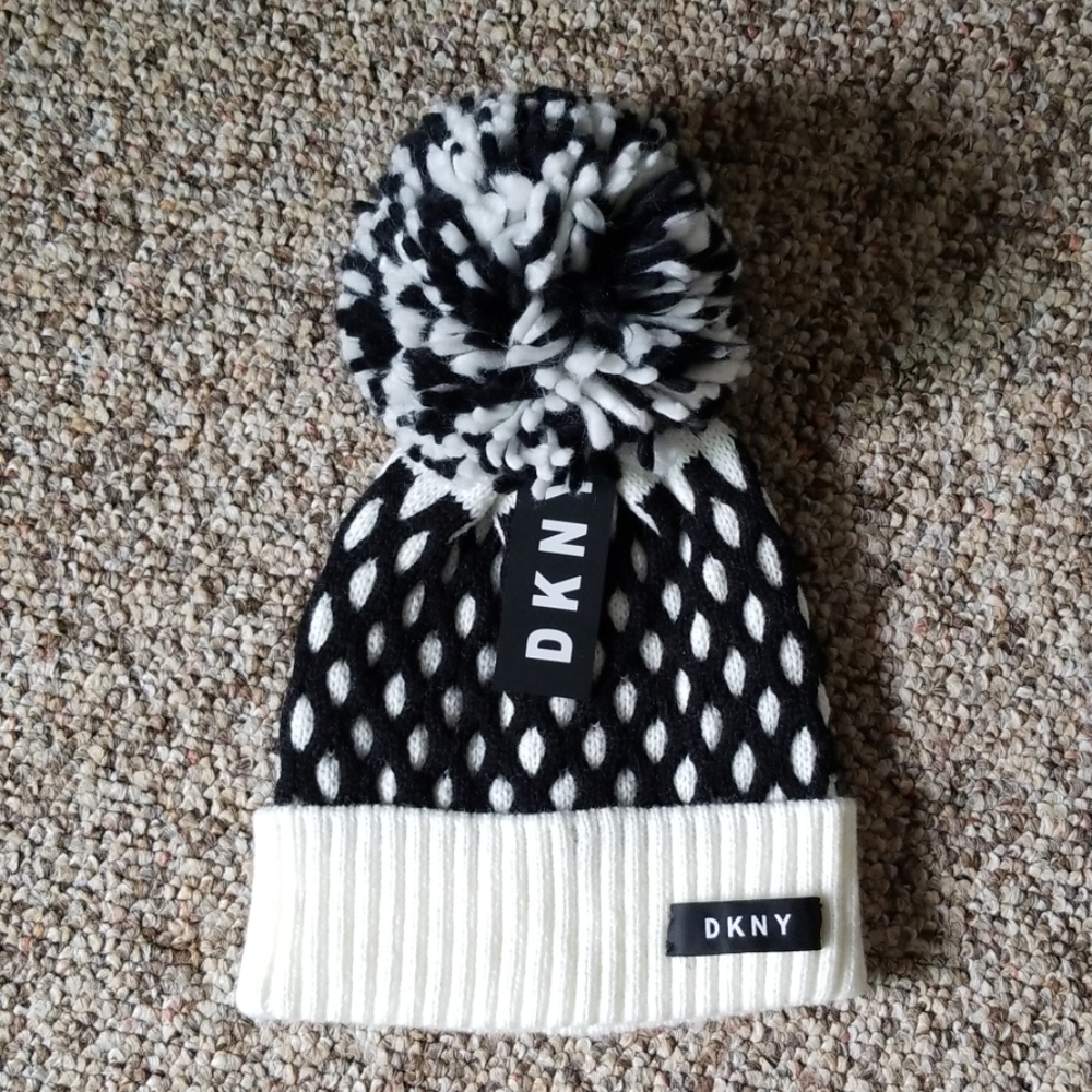 Black and white beanie